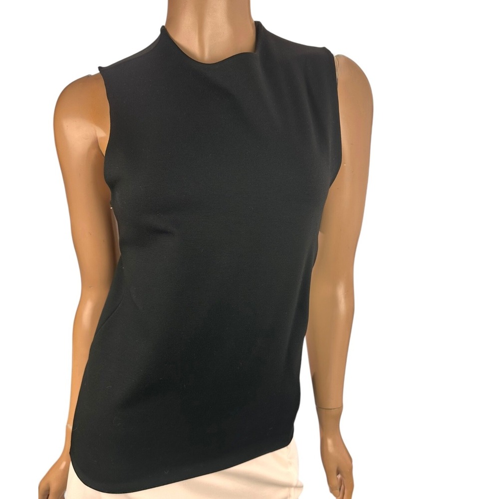 ISA ARFEN Size 12 Black Top Blouse Sleeveless Crew Neck Viscose Blend